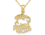 10K Yellow Gold Pisces Charm Astrology Zodiac Pendant Necklace with Chain
